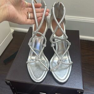 Brand new silver metallic Alaia heels